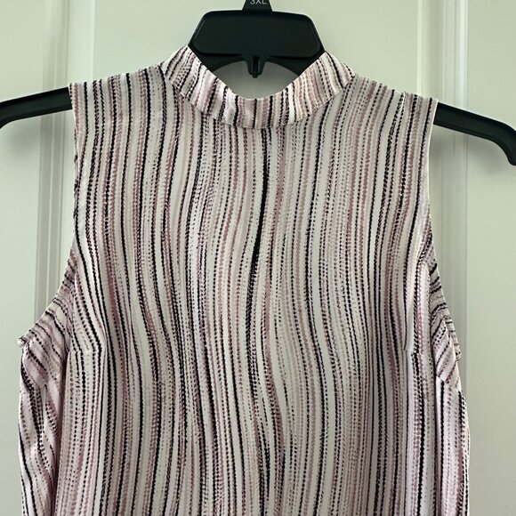 Sleeveless Apt. 9 Striped High-Neck Blouse Top Pink/Black/White M - Picture 6 of 8